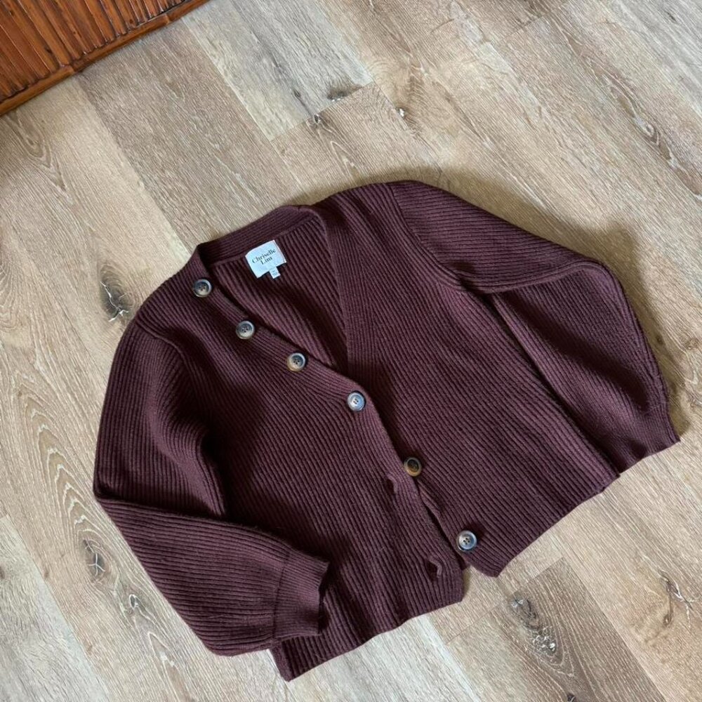 Chriselle Lim Brown Cleo Button‎ Detail Cardigan Size XS